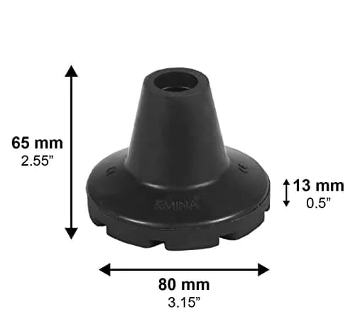 KMINA All Terrain Crutch Tips 7/8 Inch (2.22 cm) - Pack of 2 | Non-Slip Rubber with Steel Ring thumbnail 4