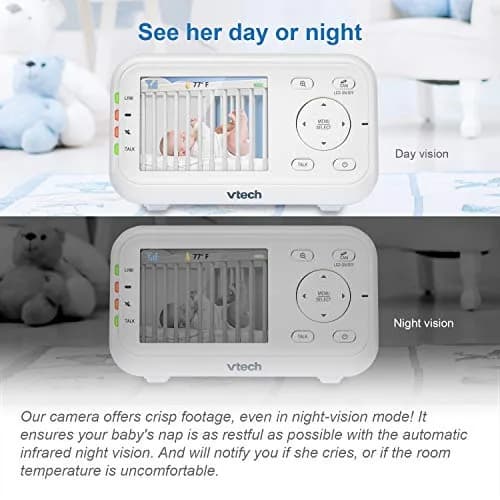 VTech VM3252 No WiFi Video Baby Monitor, 2.8" Screen | 1000ft Range, 480p Video, 2-Way Talk thumbnail 7