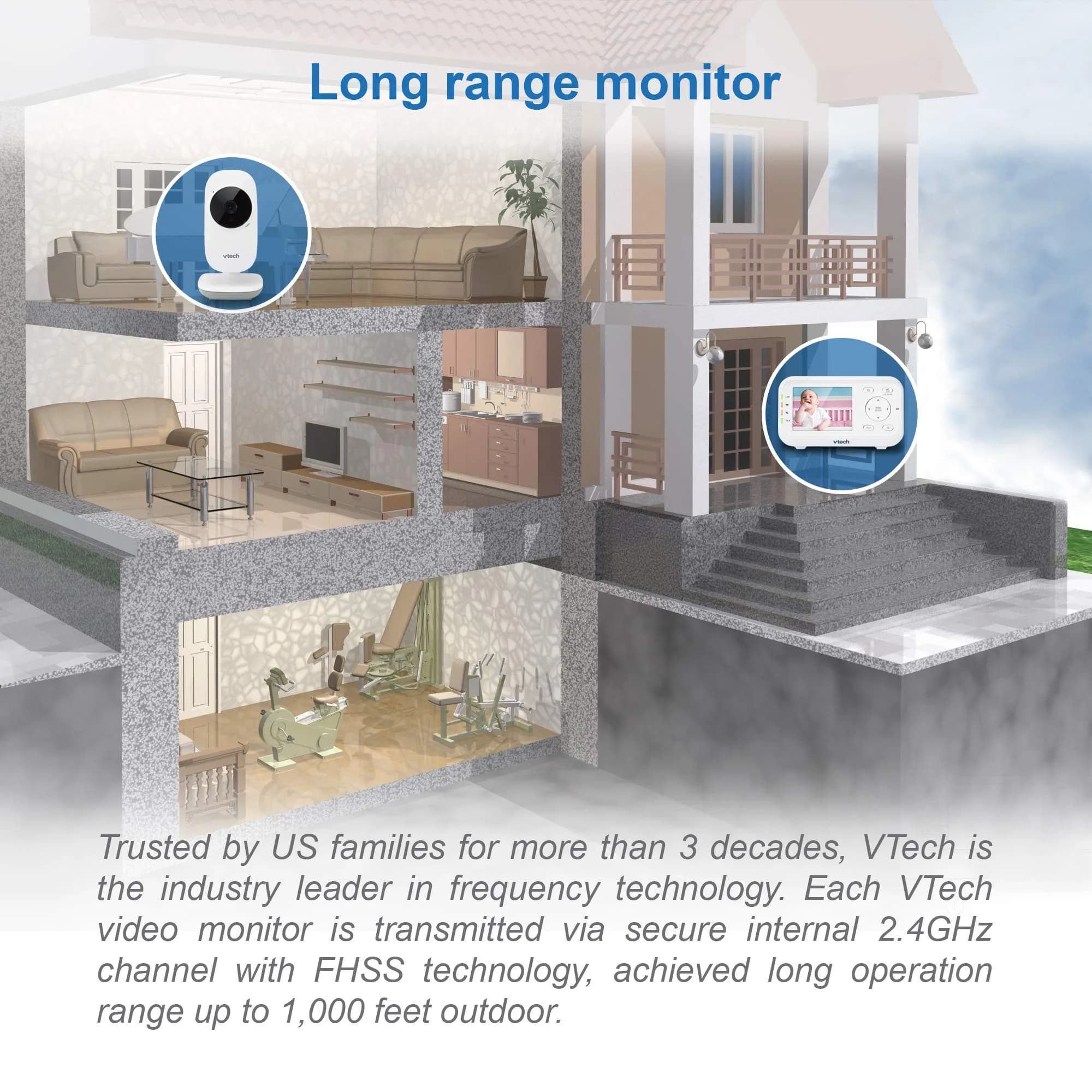 VTech VM3252 No WiFi Video Baby Monitor, 2.8" Screen | 1000ft Range, 480p Video, 2-Way Talk - view 3