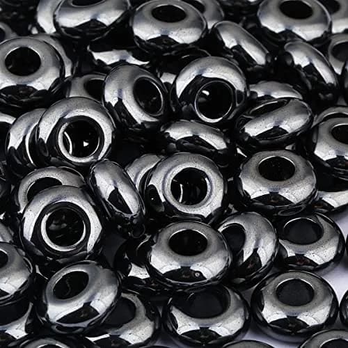 SUNYIK Hematite Large Hole (6mm) Rondelle Beads Pack of 20 | Jewelry Making & DIY Crafts thumbnail 5