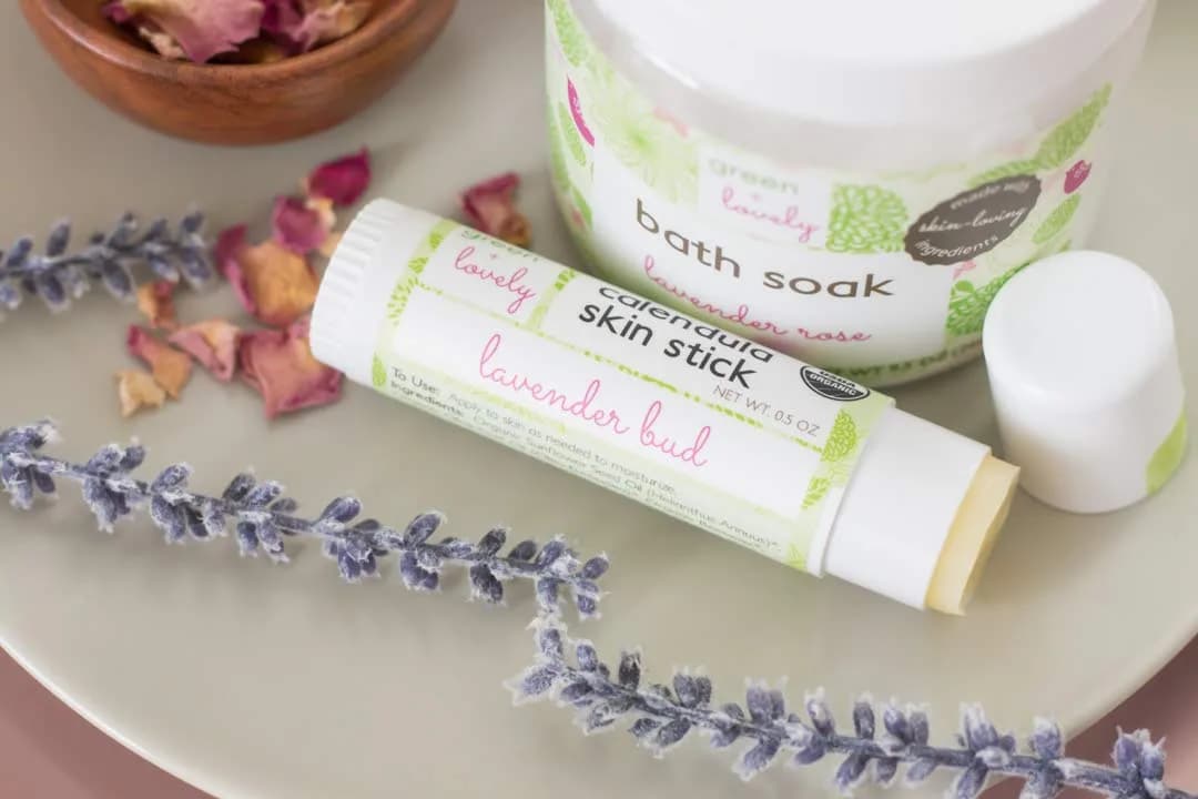 Green + Lovely Calendula Skin Stick Organic Lotion Sticks 1 oz (0.5 oz. x 2) | Certified Organic, Lavender Bud Scent - view 5