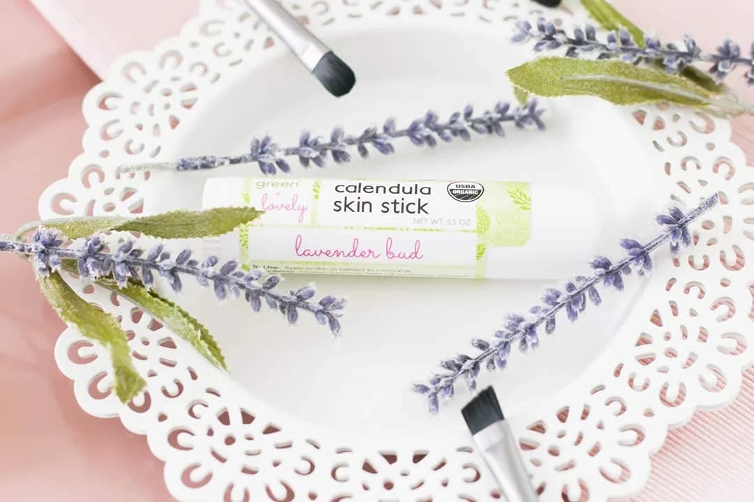Green + Lovely Calendula Skin Stick Organic Lotion Sticks 1 oz (0.5 oz. x 2) | Certified Organic, Lavender Bud Scent - view 3
