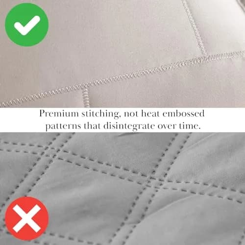 Southshore Fine Living Oversized Full / Queen Quilt Set with 2 Matching Quilted Pillow Shams, Bone | All-Season Microfiber Bedding thumbnail 5