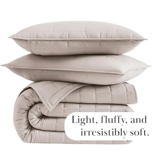 Southshore Fine Living Oversized Full / Queen Quilt Set with 2 Matching Quilted Pillow Shams, Bone | All-Season Microfiber Bedding thumbnail 7
