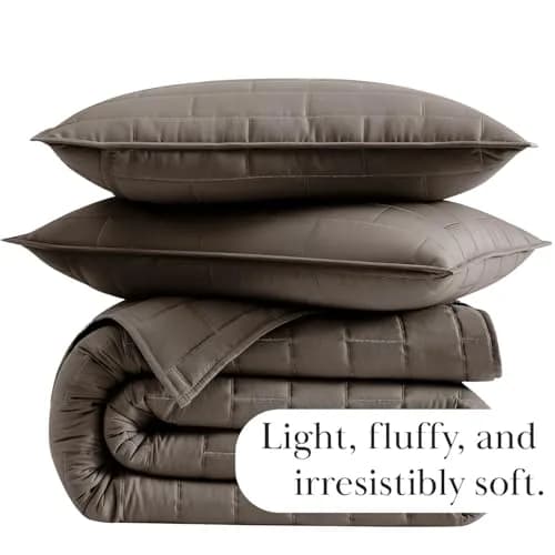 Southshore Fine Living Oversized Twin Quilt Bedding Set | Microfiber, Taupe, 68x98 in thumbnail 7