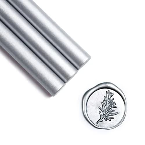 UNIQOOO Metallic Silver Sealing Wax Sticks for Glue Gun | 8 Sticks, 5.5" Length (0.43" Diameter) thumbnail 1