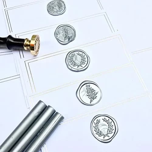 UNIQOOO Metallic Silver Sealing Wax Sticks for Glue Gun | 8 Sticks, 5.5" Length (0.43" Diameter) thumbnail 2