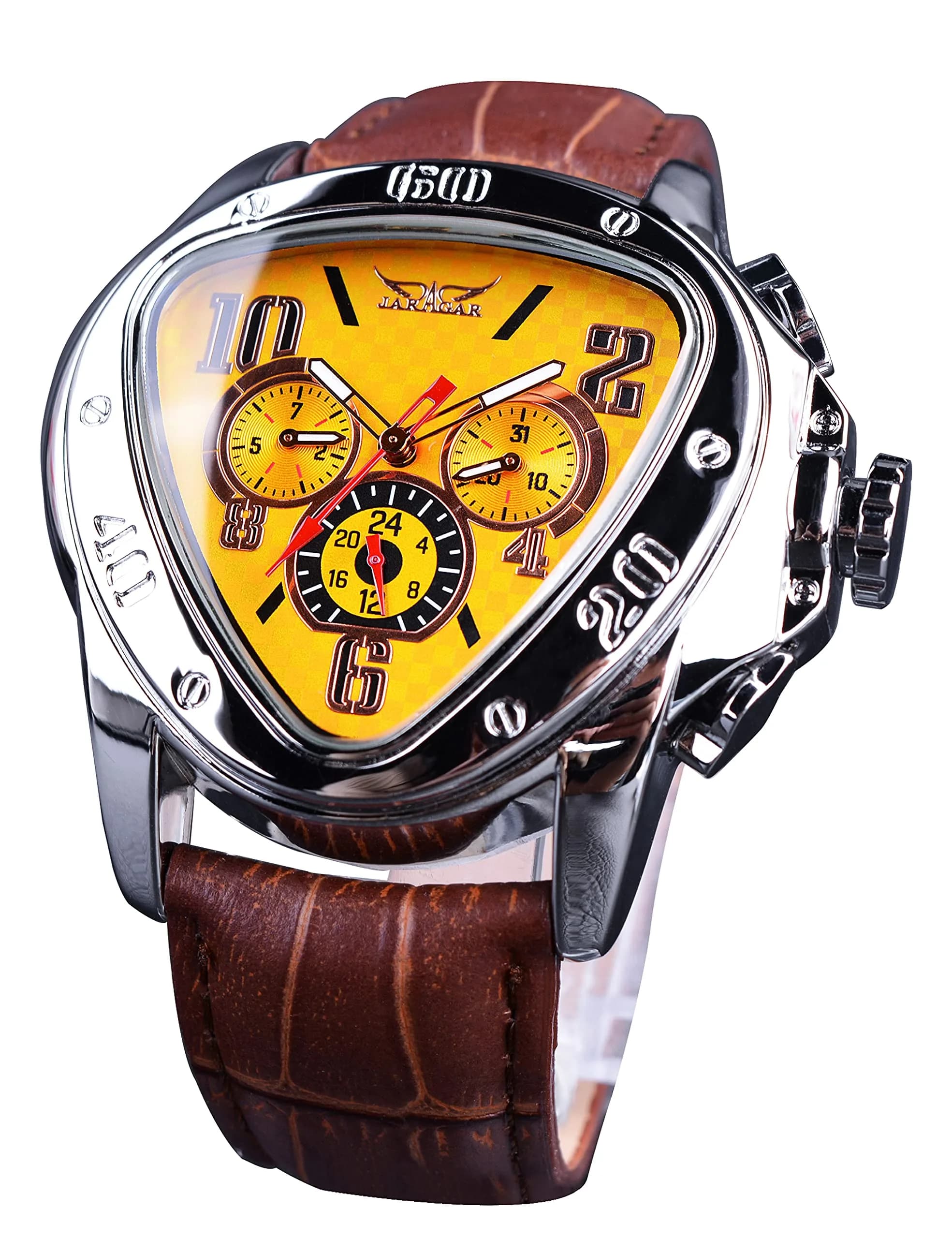 FORSINING Jaragar Men's Automatic Mechanical Watch - Black Golden2, Genuine Leather Strap, 45mm - main product image