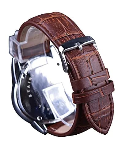 FORSINING Automatic Mechanical Wrist Watch for Men | 45mm Case, Leather Band, Yellow Dial thumbnail 5