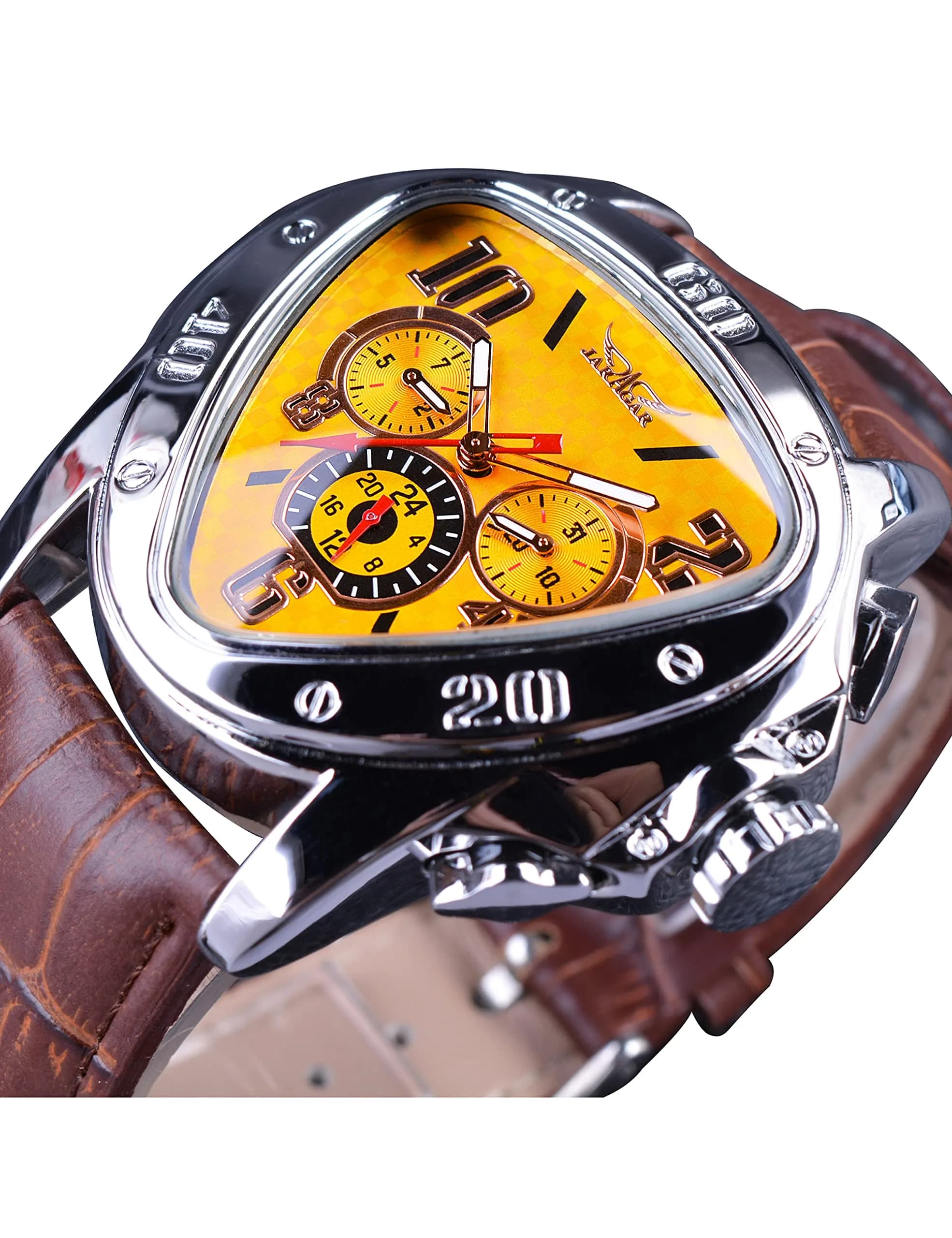 FORSINING Jaragar Men's Automatic Mechanical Watch - Black Golden2, Genuine Leather Strap, 45mm - view 2
