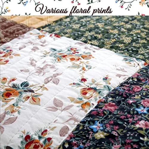 Cozy Line Home Fashions 3-Piece Cotton Patchwork Quilt Set | Reversible Country Farmhouse Bedding (Queen) thumbnail 6