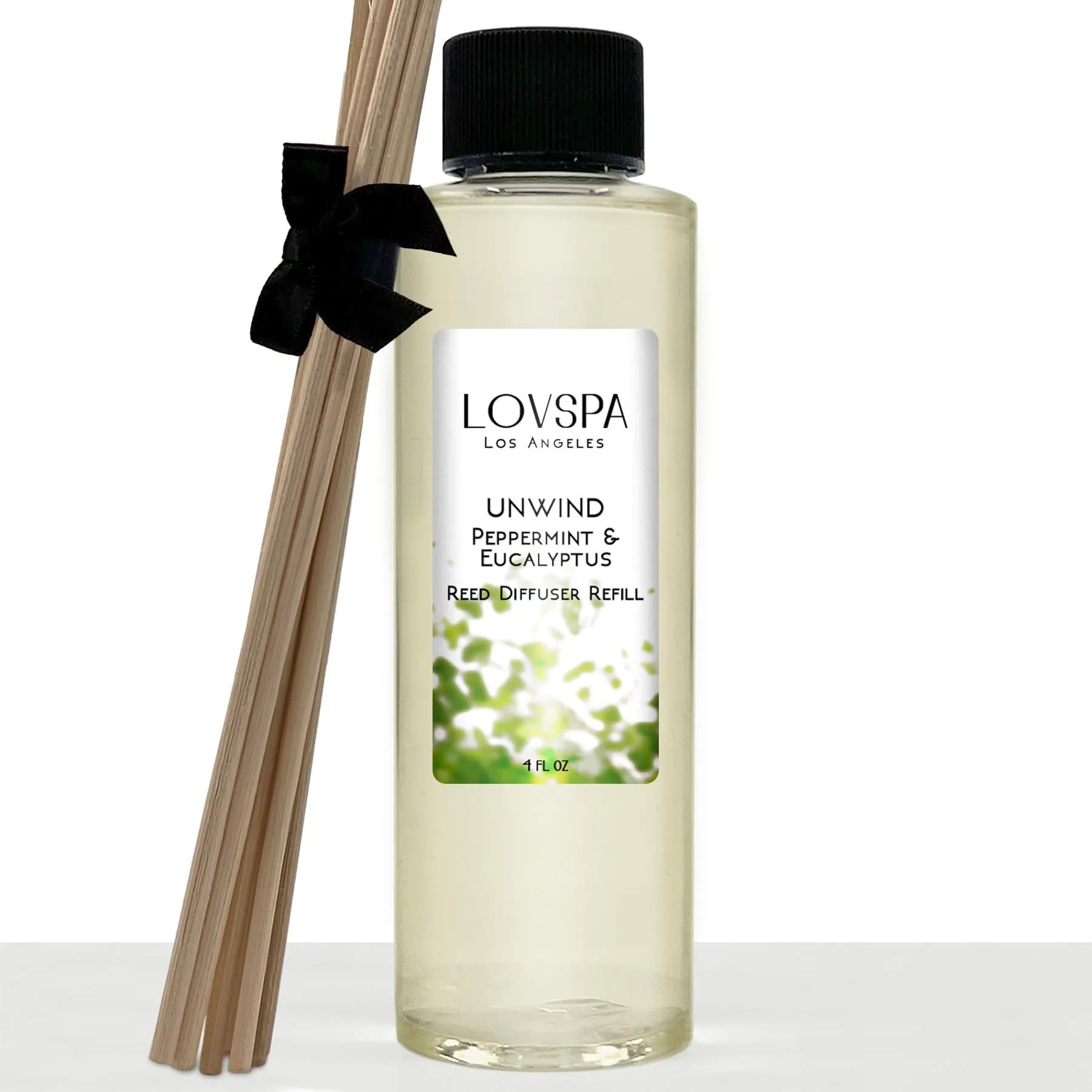 LOVSPA UNWIND Eucalyptus & Mint Reed Diffuser Refill Oil 4 fl oz | Aromatherapy Home Fragrance — Unwind Eucalyptus & Mint