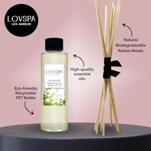LOVSPA UNWIND Eucalyptus & Mint Reed Diffuser Refill Oil 4 fl oz | Aromatherapy Home Fragrance thumbnail 2
