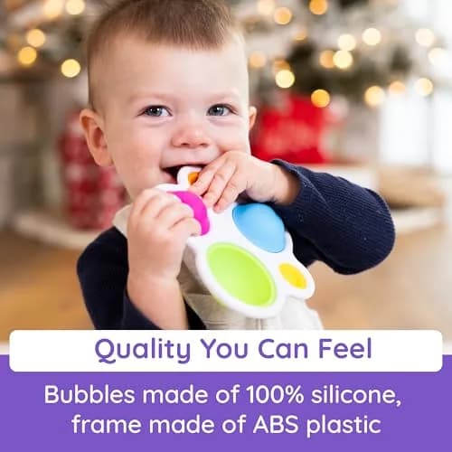 Fat Brain Toys Dimpl Sensory Toy | 5 Silicone Bubbles, BPA-Free, Ages 10 Months+ thumbnail 4
