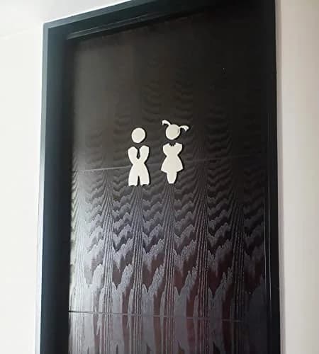 RJWKAZ Bathroom Signs Acrylic Adhesive Backed Unisex Sign 7" (Children Design) · Bathroom Sign for Home & Office thumbnail 6
