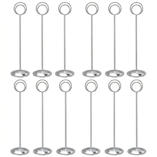 HOHIYA 12 Pack Silver Table Number Holders 12 inch (30.4 cm) | Modern Pedestal Stands for Events thumbnail 1