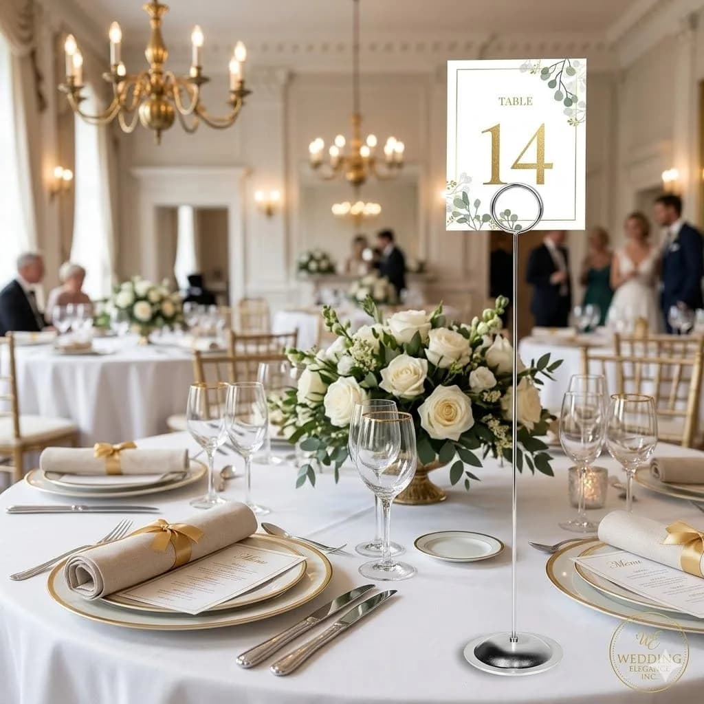HOHIYA 12 Pack Silver Table Number Holders 12 inch (30.4 cm) | Modern Pedestal Stands for Events - view 9