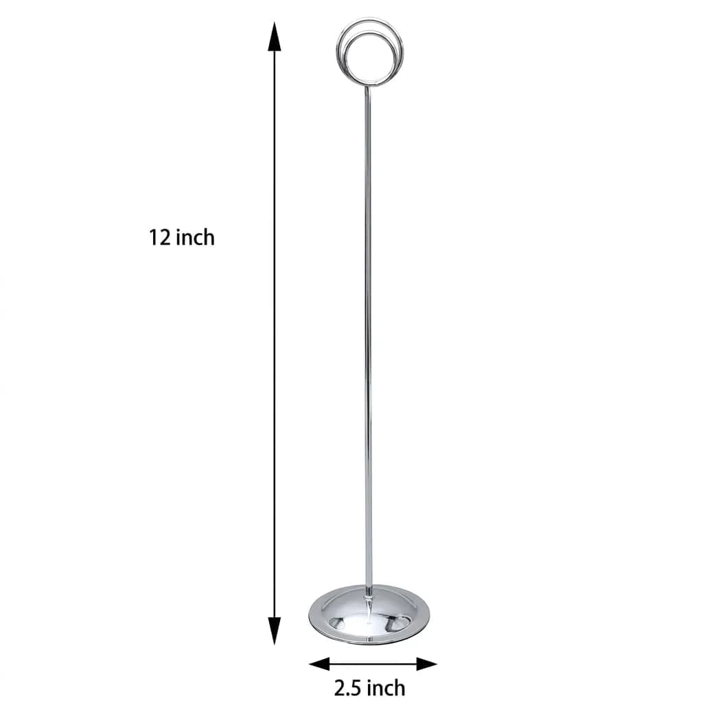HOHIYA 12 Pack Silver Table Number Holders 12 inch (30.4 cm) | Modern Pedestal Stands for Events - view 2