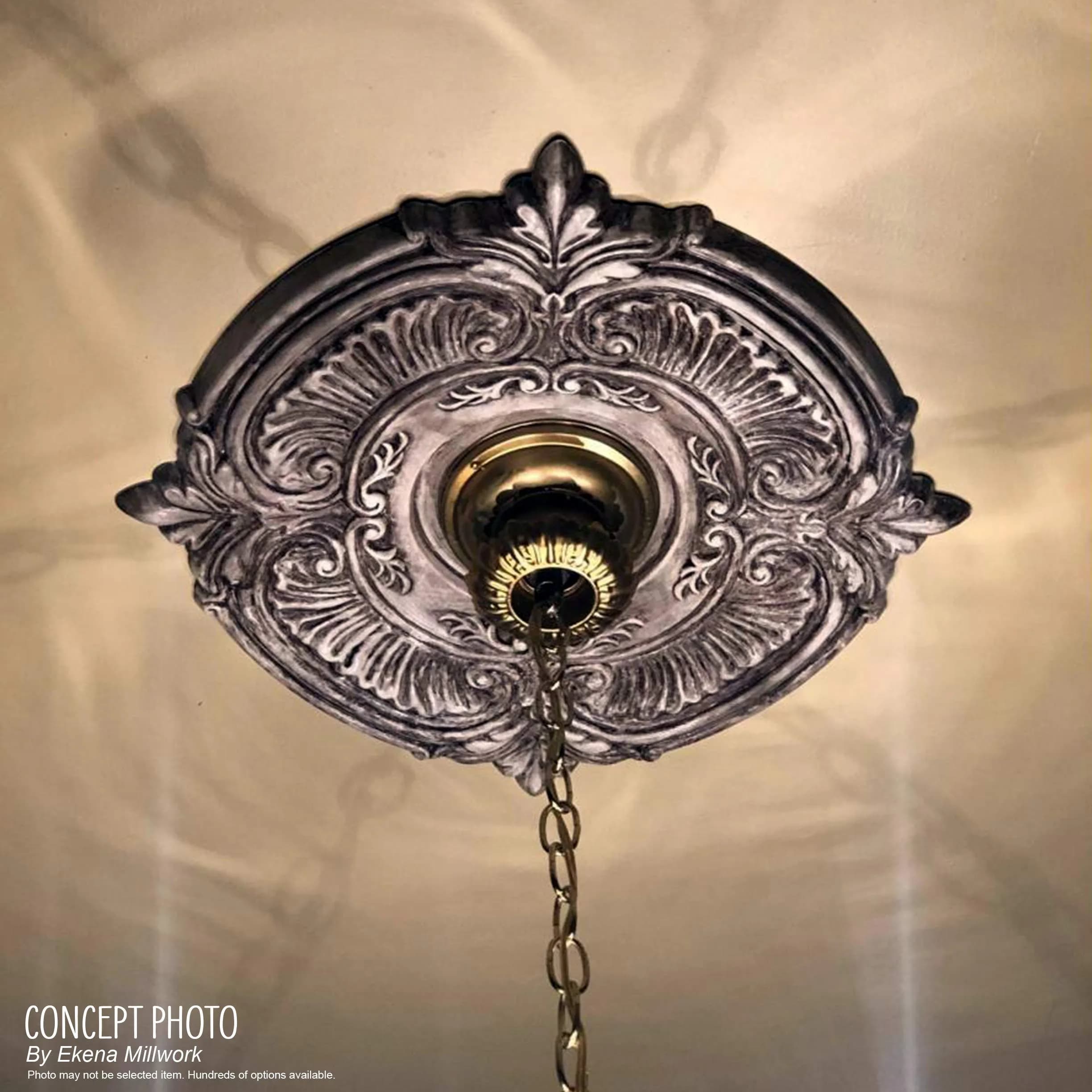 Ekena Millwork Attica Thermoformed PVC Ceiling Medallion 56cm (22in) OD x 9cm (3.5in) ID x 2.5cm (1in) P | Lightweight & Durable Architectural Detail - view 4