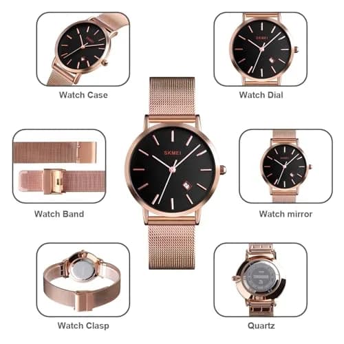 MASTOP Women's Ultra-Thin Petite Quartz Watch 33mm (1.3 inch) | Japanese Movement, Mesh Steel Bracelet thumbnail 8