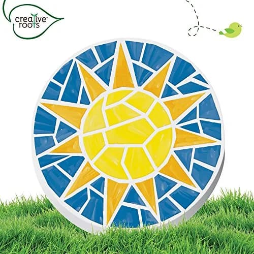 Creative Roots Mosaic Sun Stepping Stone Kit | 7-Inch Ceramic Stone & 6 Paints | DIY Garden Decor for Ages 8+ thumbnail 4