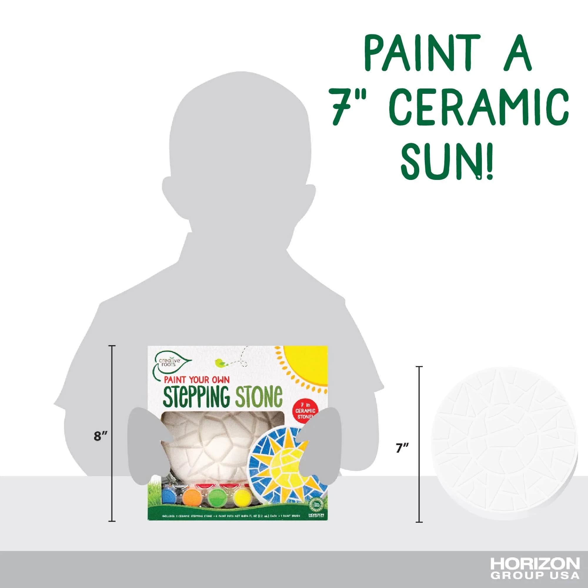 Creative Roots Mosaic Sun Stepping Stone Kit | 7-Inch Ceramic Stone & 6 Paints | DIY Garden Decor for Ages 8+ - view 6