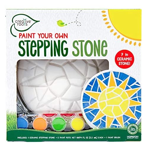 Creative Roots Mosaic Sun Stepping Stone Kit | 7-Inch Ceramic Stone & 6 Paints | DIY Garden Decor for Ages 8+ thumbnail 1