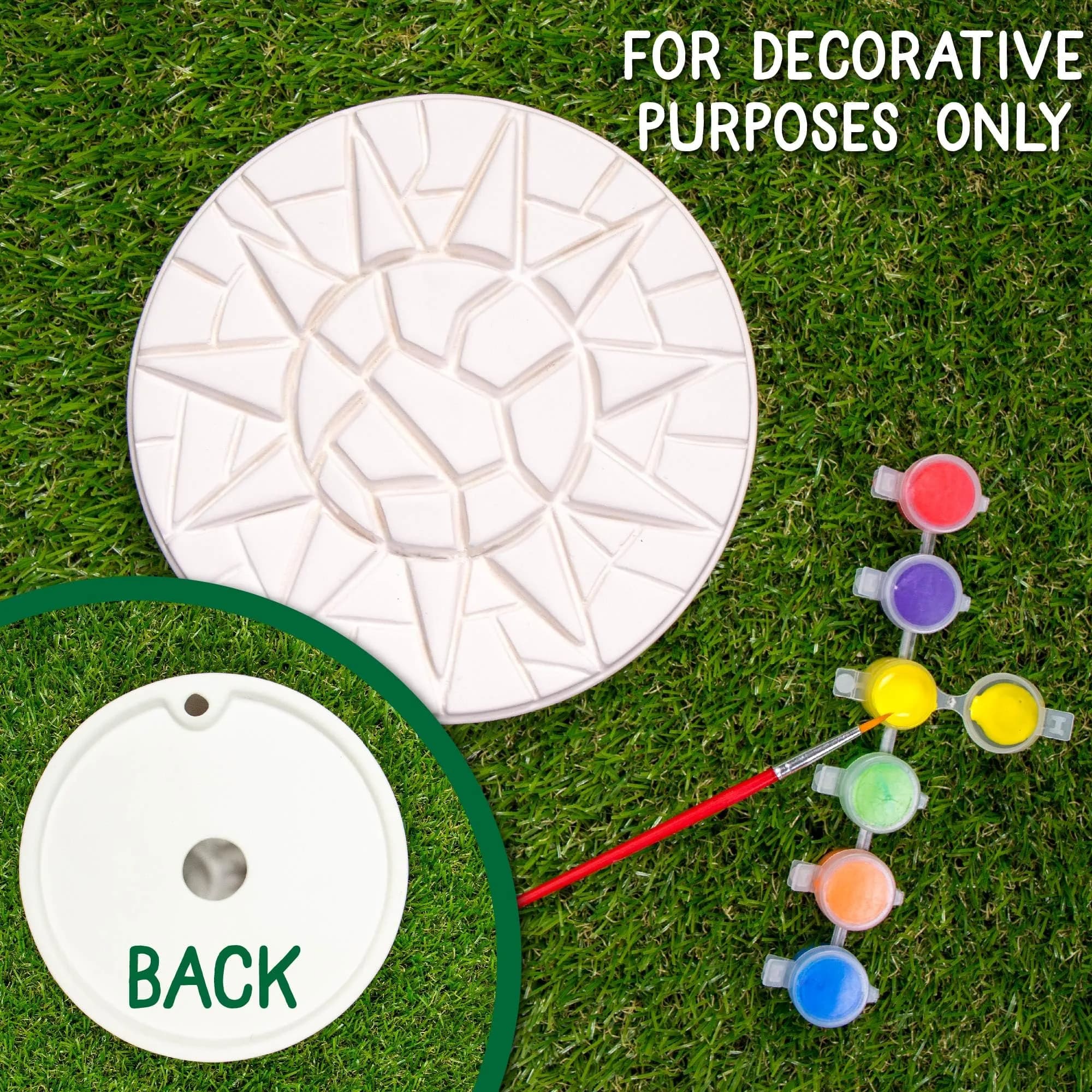 Creative Roots Mosaic Sun Stepping Stone Kit | 7-Inch Ceramic Stone & 6 Paints | DIY Garden Decor for Ages 8+ - view 2