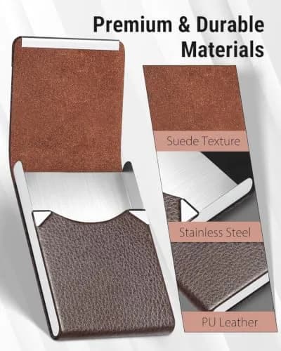 MaxGear Business Card Holder, PU Leather, Coffee | Slim, RFID Protected, Organized for Professionals thumbnail 4