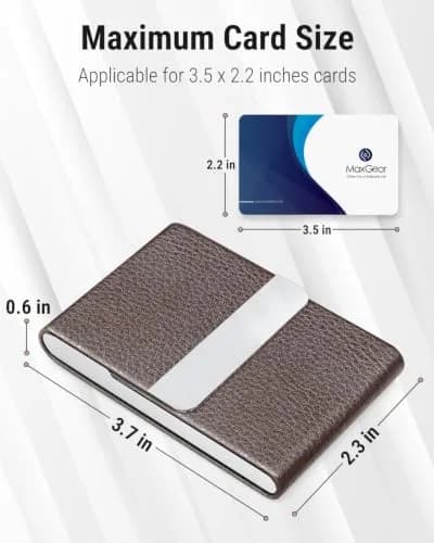 MaxGear Business Card Holder, PU Leather, Coffee | Slim, RFID Protected, Organized for Professionals thumbnail 5