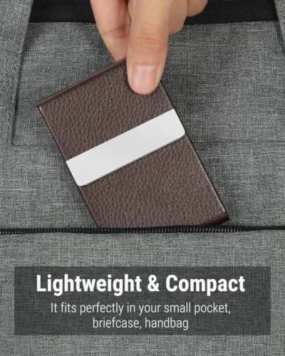MaxGear Business Card Holder, PU Leather, Coffee | Slim, RFID Protected, Organized for Professionals thumbnail 6
