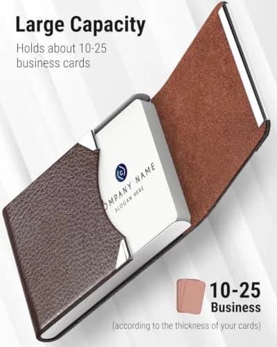 MaxGear Business Card Holder, PU Leather, Coffee | Slim, RFID Protected, Organized for Professionals thumbnail 2