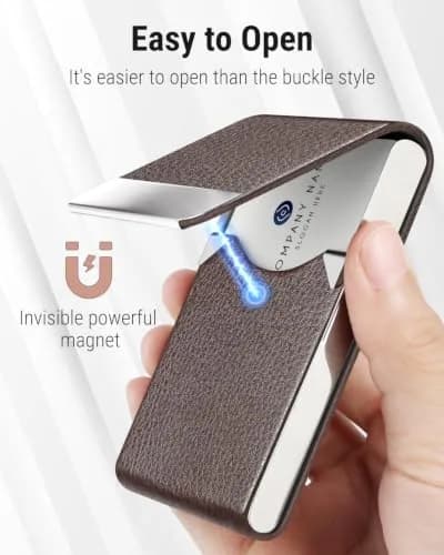 MaxGear Business Card Holder, PU Leather, Coffee | Slim, RFID Protected, Organized for Professionals thumbnail 3