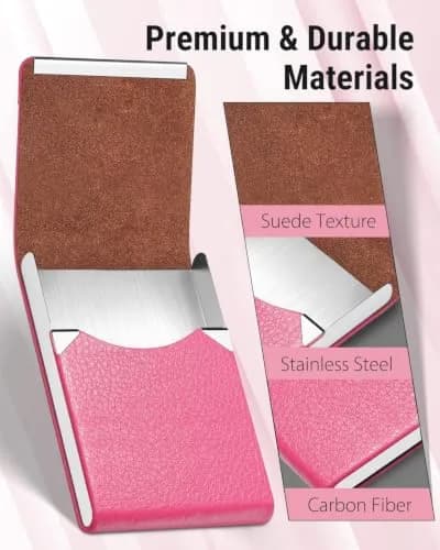 MaxGear Business Card Holder, PU Leather Rose Red | Slim, RFID & Magnetic Closure thumbnail 4