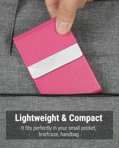 MaxGear Business Card Holder, PU Leather Rose Red | Slim, RFID & Magnetic Closure thumbnail 6