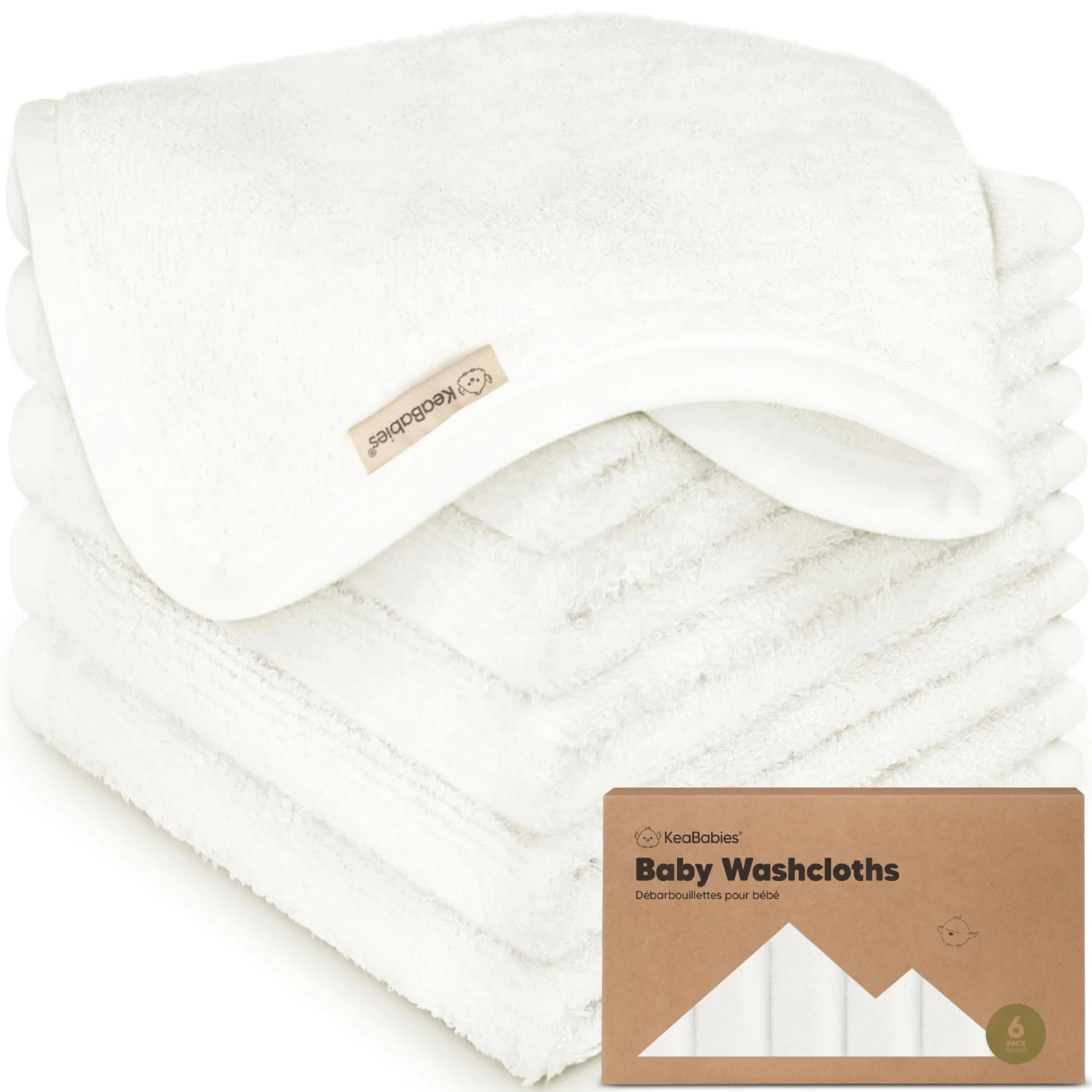 KeaBabies Baby Washcloths 10x10 Inch | Ultra-Soft Bamboo, Absorbent & Reusable for Newborn & Toddler