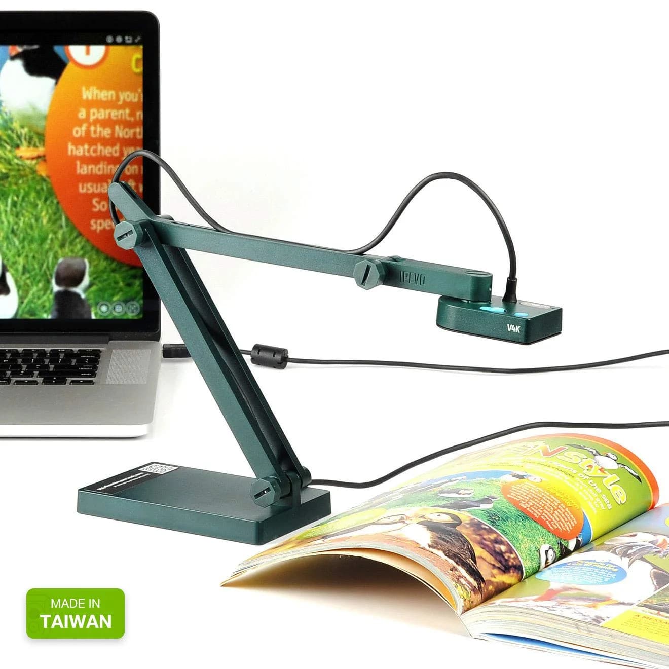 IPEVO V4K Ultra High Definition 8MP USB Document Camera | Plug-and-Play Visualizer for Live Demo - view 3