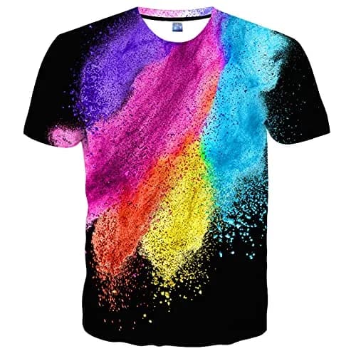 YAJOOEY Men Womens Colorful Printing Shirts Unisex 3D Graphic Printed Casual Short Sleeve T-Shirts L | Vibrant 3D Dye-Sublimation thumbnail 1