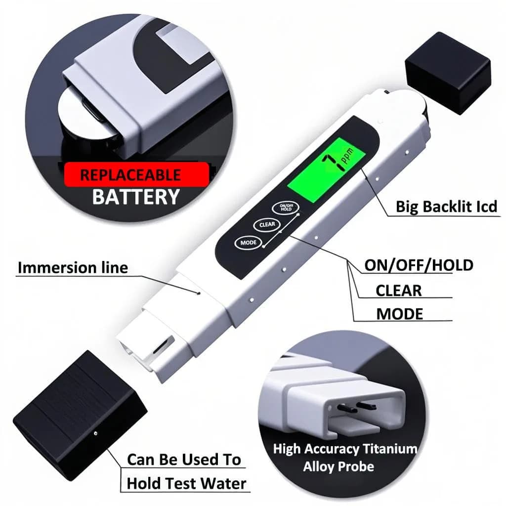 Lxuemlu TDS Meter Digital Water Tester, Accurate and Reliable, Professional TDS, Temperature and EC Meter with Carrying Case, 0-9999ppm, Ideal ppm Meter for Drinking Water, RO/DI System, Aquariums - view 2