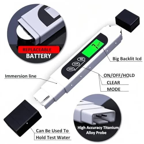 Lxuemlu TDS Meter Digital Water Tester, Accurate and Reliable, Professional TDS, Temperature and EC Meter with Carrying Case, 0-9999ppm, Ideal ppm Meter for Drinking Water, RO/DI System, Aquariums thumbnail 2