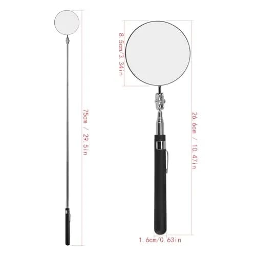 Enbar Telescopic Inspection Mirror with 360° Swivel Head | 85mm Round Mirror, 34" Extended Reach thumbnail 3