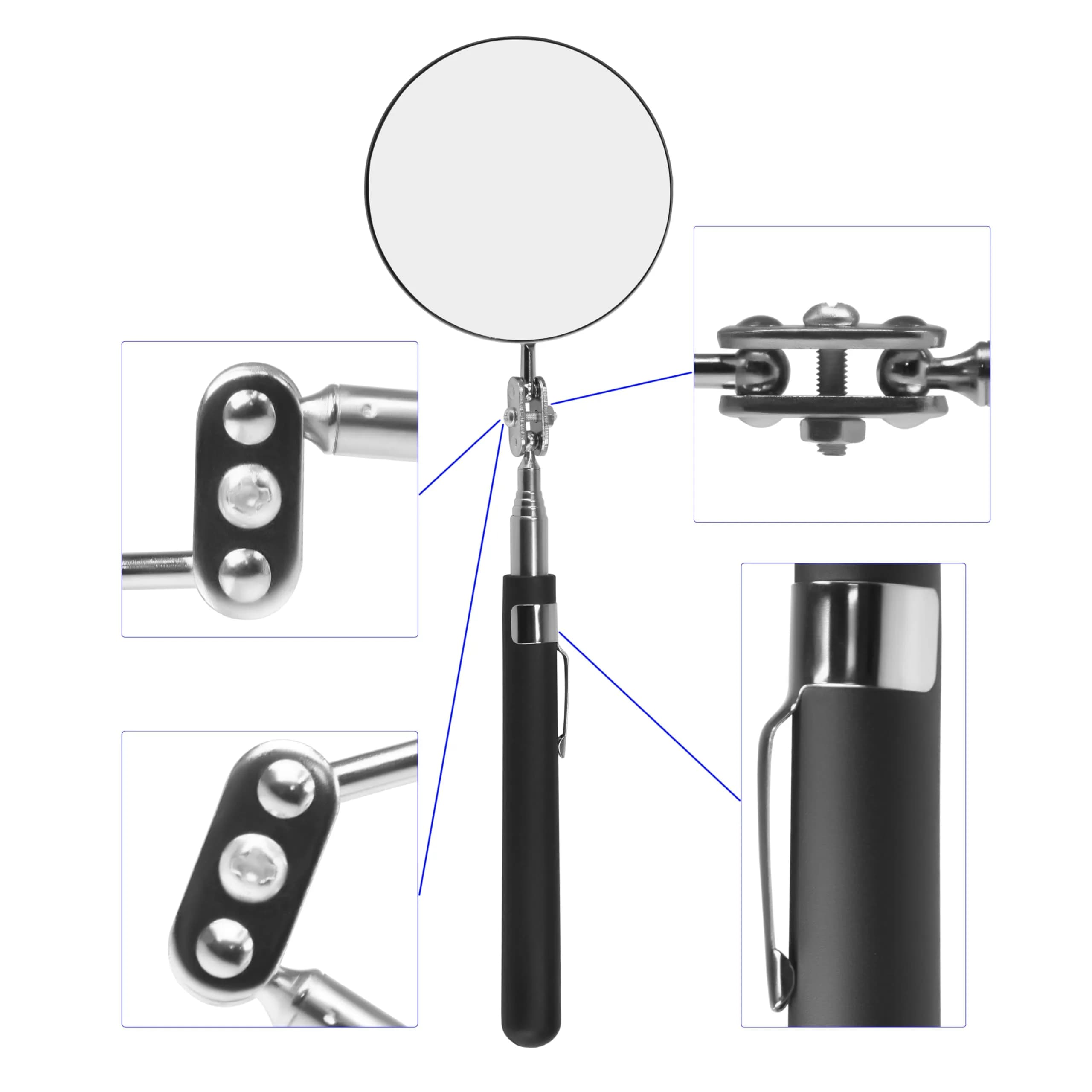 Enbar Telescopic Inspection Mirror with 360° Swivel Head | 85mm Round Mirror, 34" Extended Reach - view 4