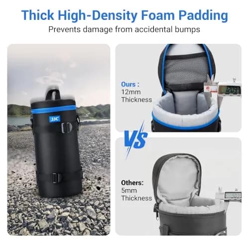 JJC Camera Lens Case Pouch, Padded Bag Fits Lens up to 14.4 x 31.6 cm (4.9 x 11.4 inches) | Water-Resistant Polyester with Foam Padding thumbnail 6