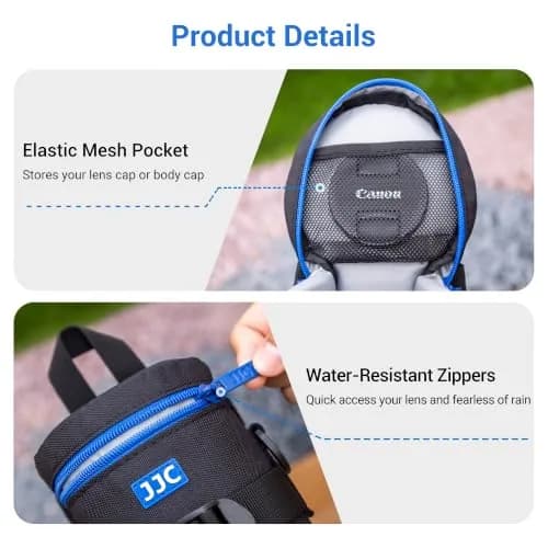 JJC Camera Lens Case Pouch, Padded Bag Fits Lens up to 3.0 x 3.9 (D x L) thumbnail 5