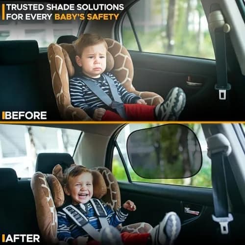 EcoNour Car Window Shades for Baby | Protects Baby from Sun & Heat (4 Pack) thumbnail 8