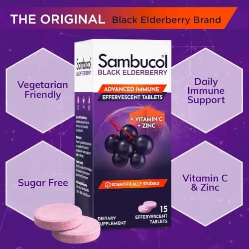 Sambucol Black Elderberry Effervescent Tablets 30 Count (Pack of 2) | Immune Support with Zinc & Vitamin C thumbnail 4