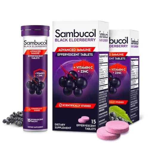 Sambucol Black Elderberry Effervescent Tablets 30 Count (Pack of 2) | Immune Support with Zinc & Vitamin C thumbnail 1
