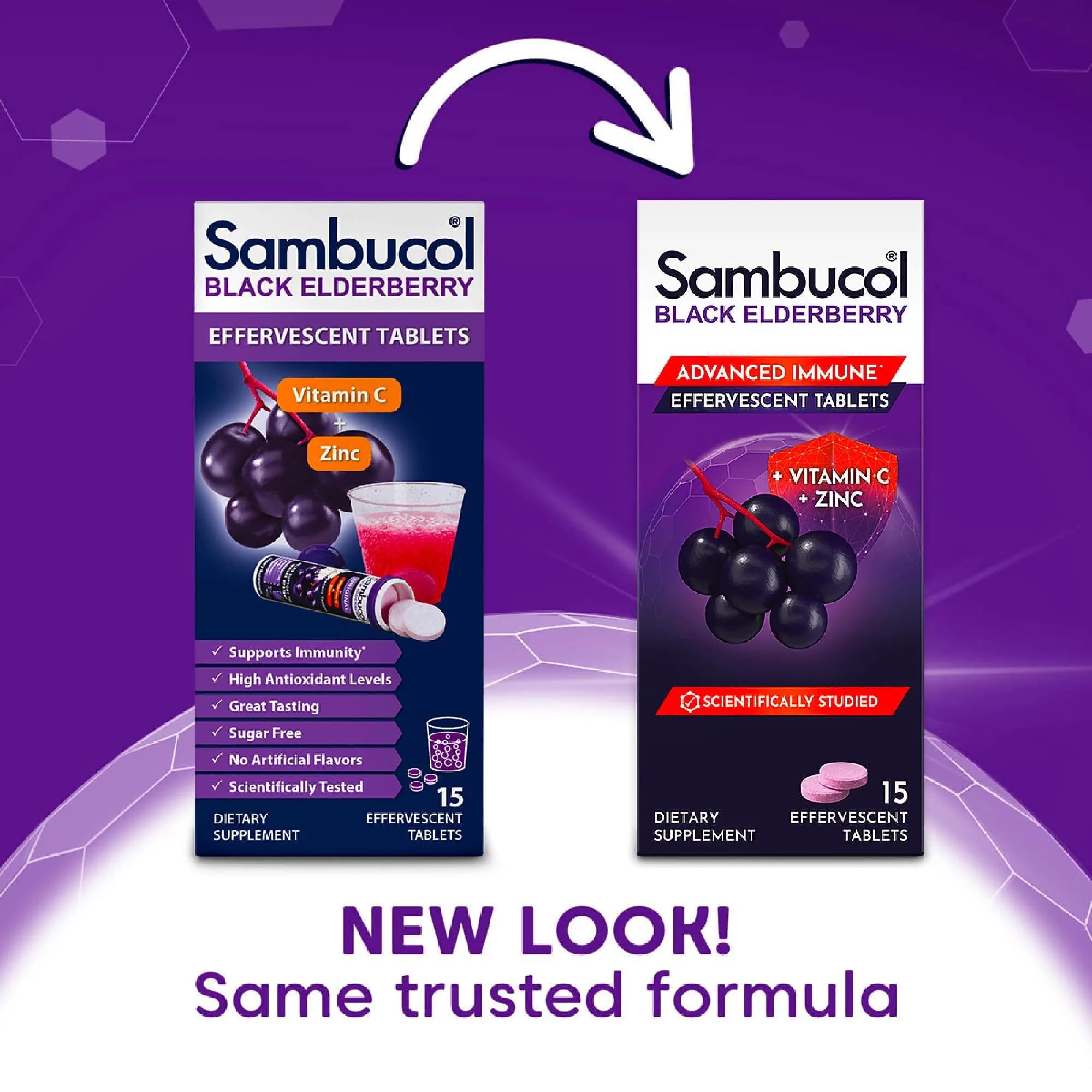 Sambucol Black Elderberry Effervescent Tablets 30 Count (Pack of 2) | Immune Support with Zinc & Vitamin C - view 2