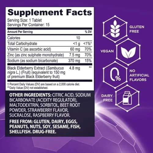 Sambucol Black Elderberry Effervescent Tablets 30 Count (Pack of 2) | Immune Support with Zinc & Vitamin C thumbnail 3