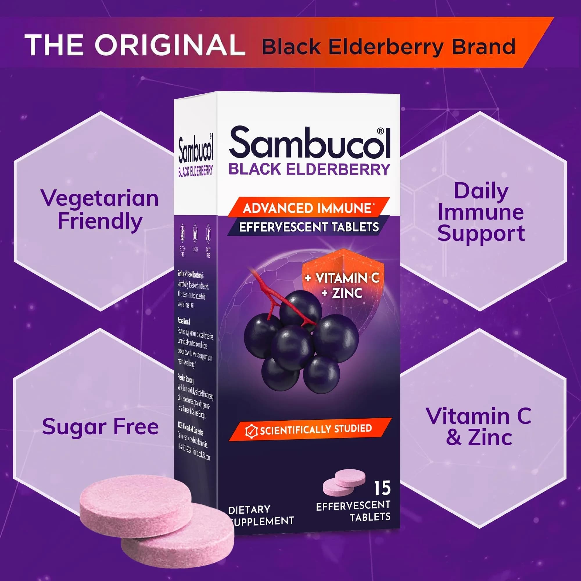 Sambucol Black Elderberry Effervescent Tablets 30 Count (Pack of 2) | Immune Support with Zinc & Vitamin C - view 4